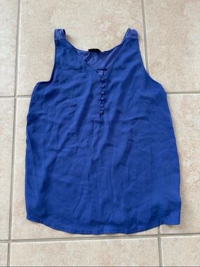 Express Royal Blue Sleeveless Button-Detail Tank